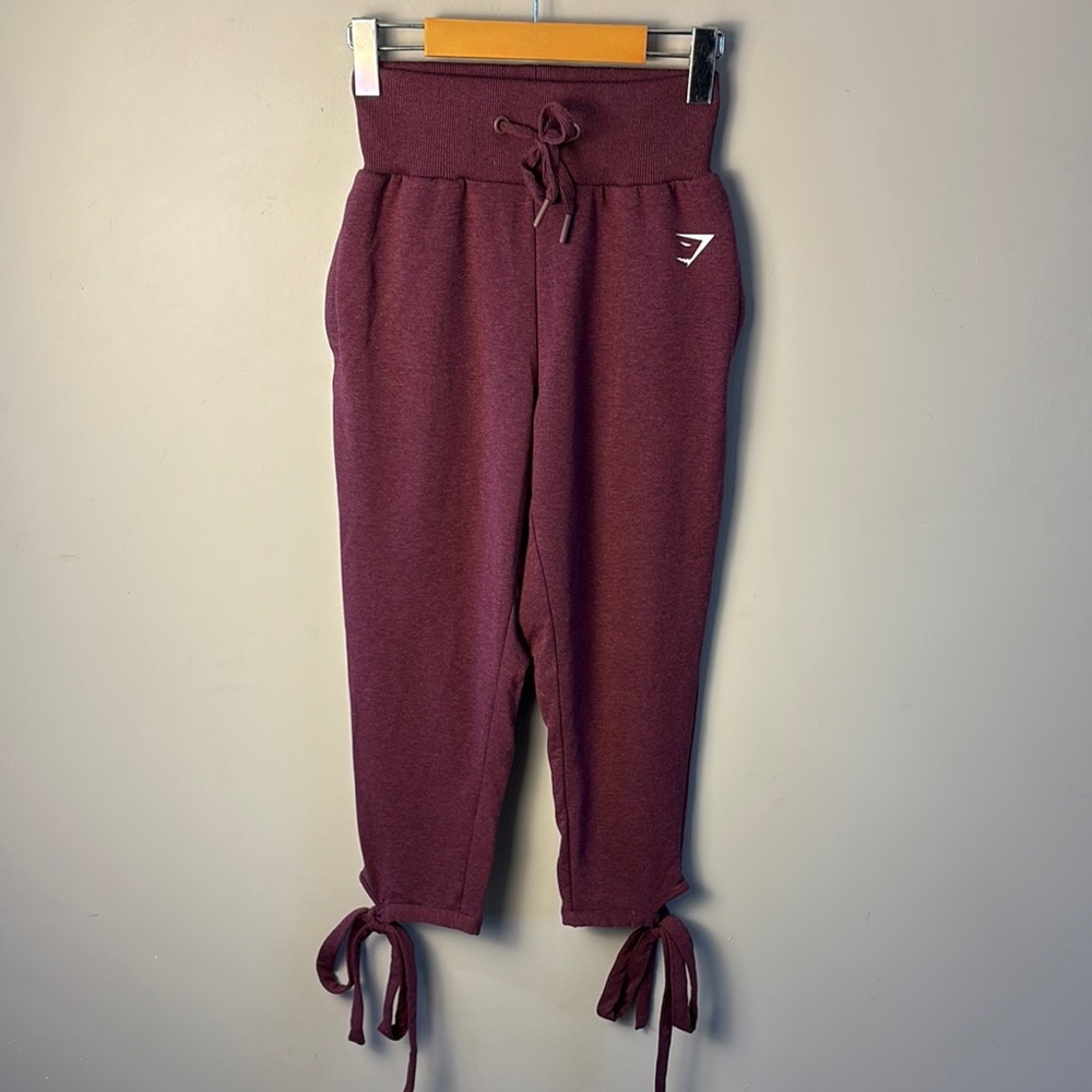 Gymshark Ark High Waisted Joggers Maroon Soft Ankle Tie Women's Size XS